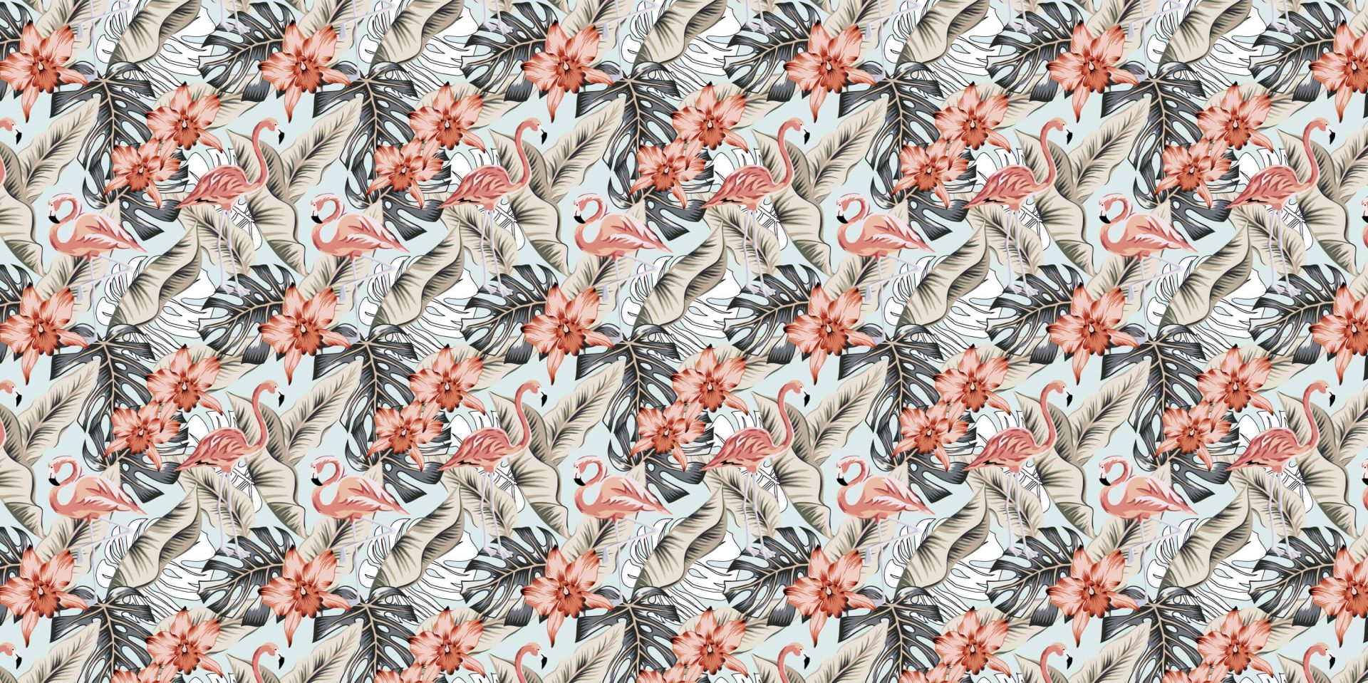 Tropikalny różowy flaming