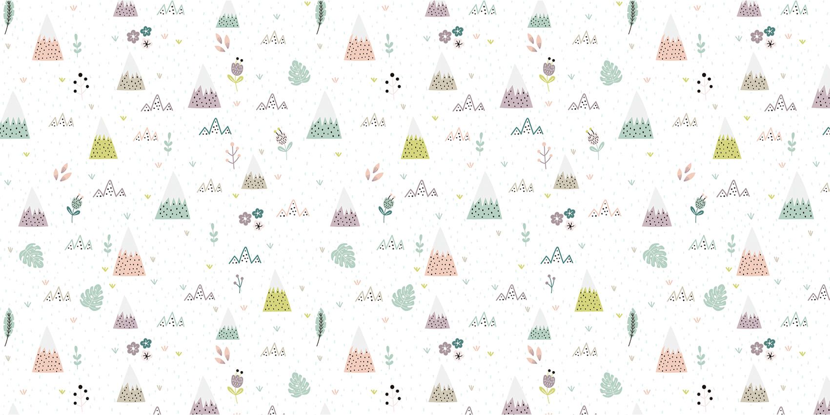 Wzór gór, roślin i kwiatów