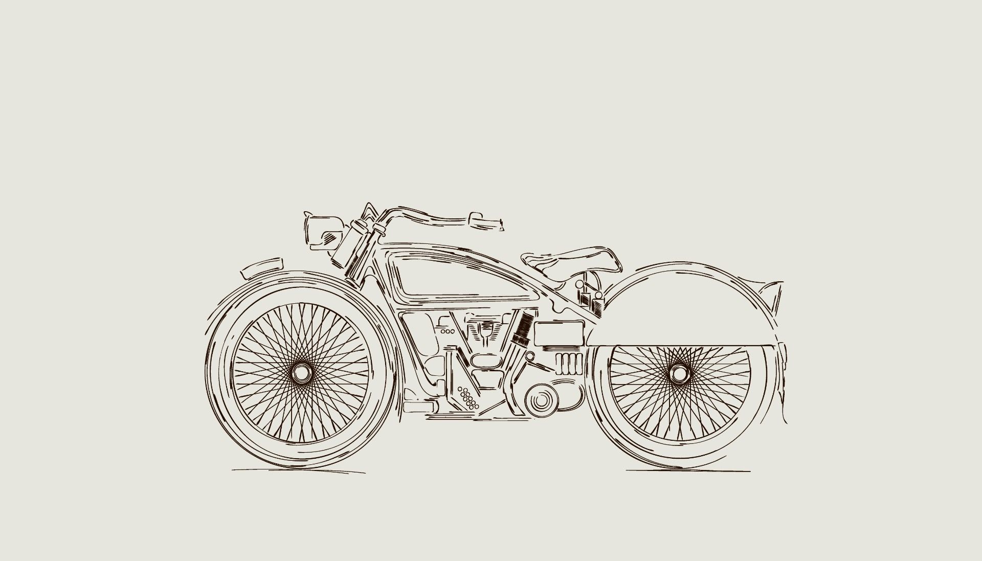 Narysowany zabytkowy silnik