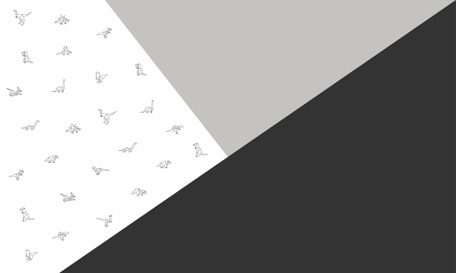 Czarno-białe trójkąty z dinozaurami