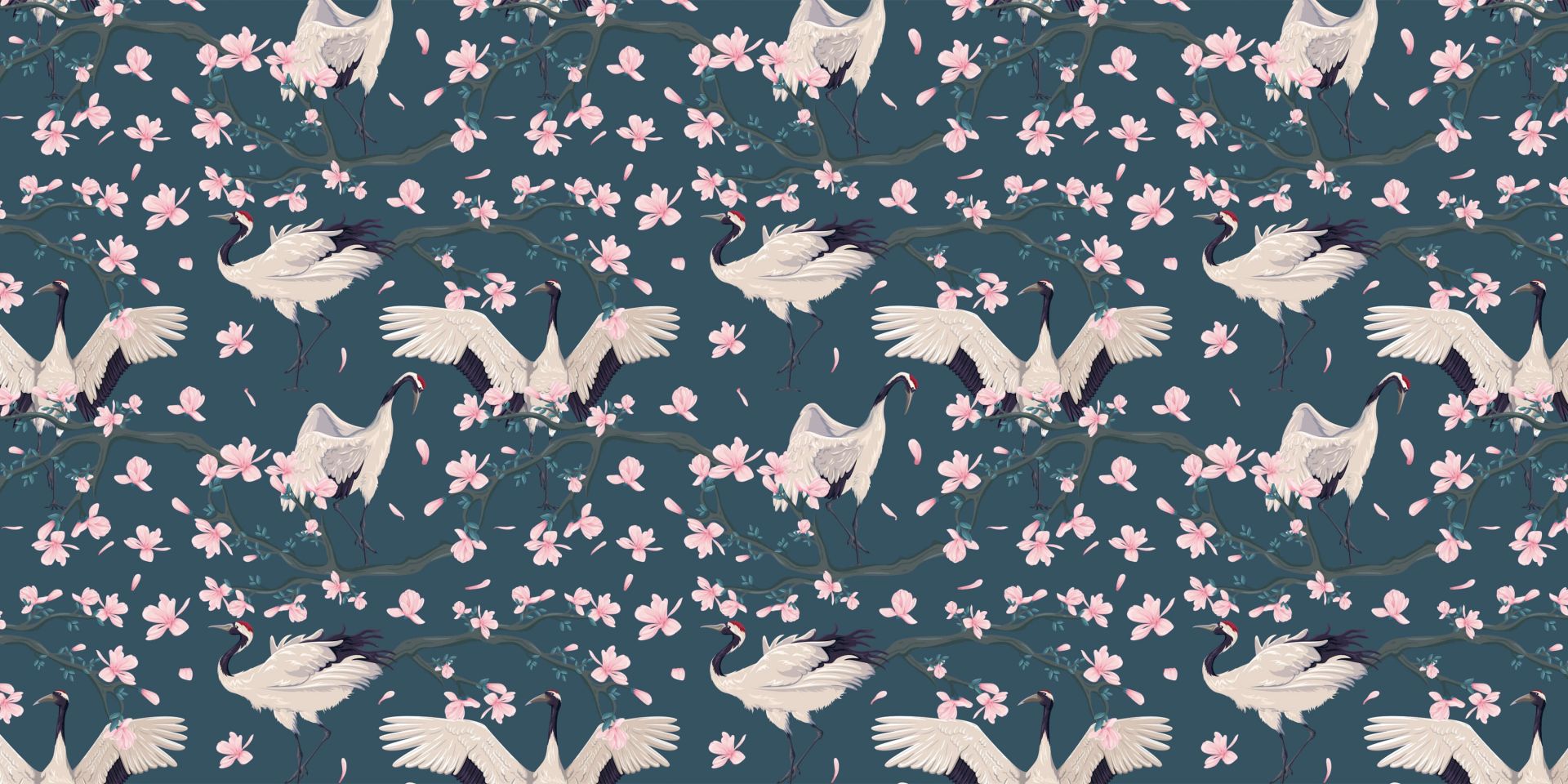 Żurawie z magnoliami