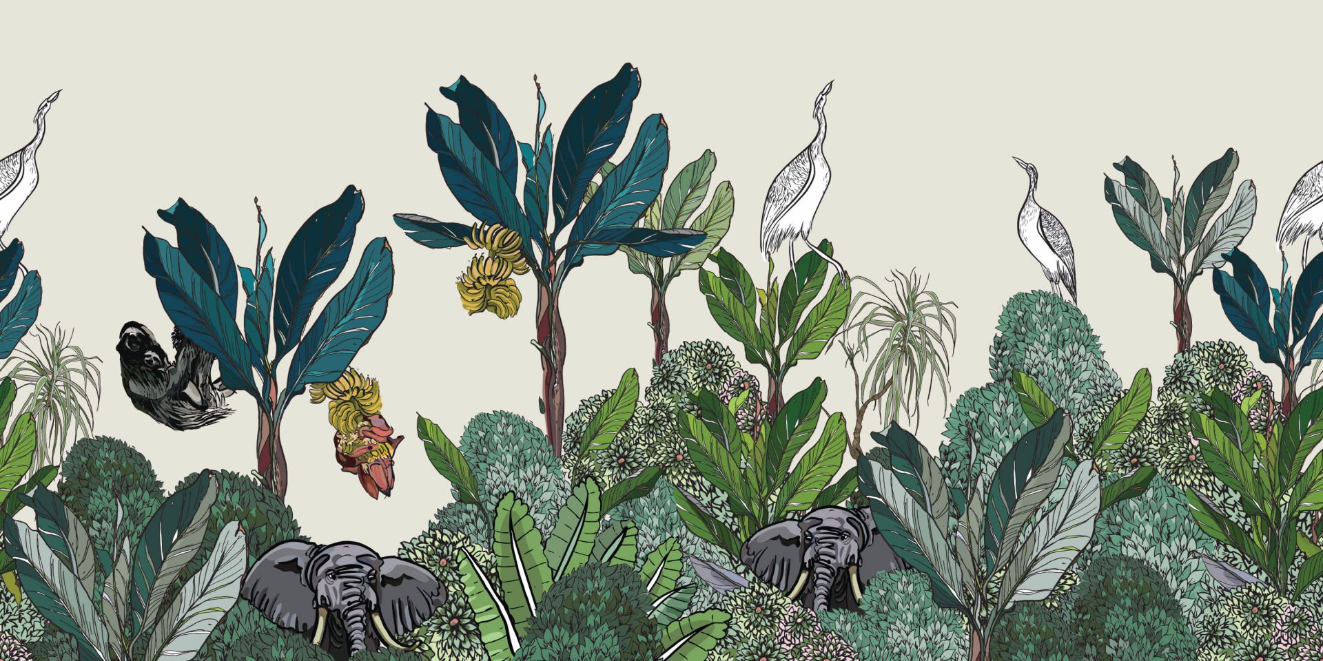 Panorama dżungli z zwierzętami
