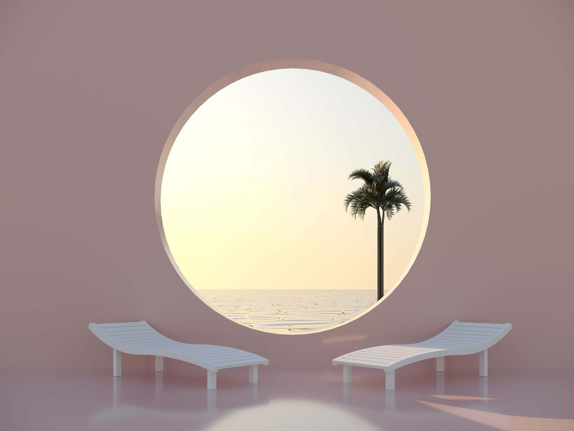 Różowa ściana z okręgiem