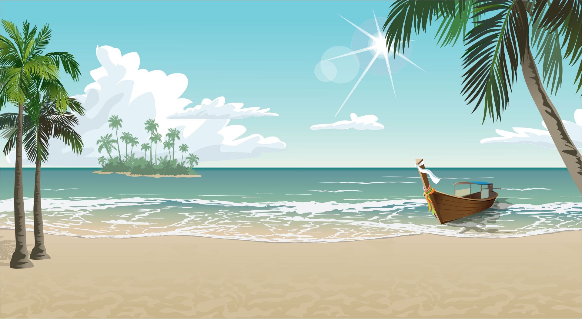 Błękitna, słoneczna plaża