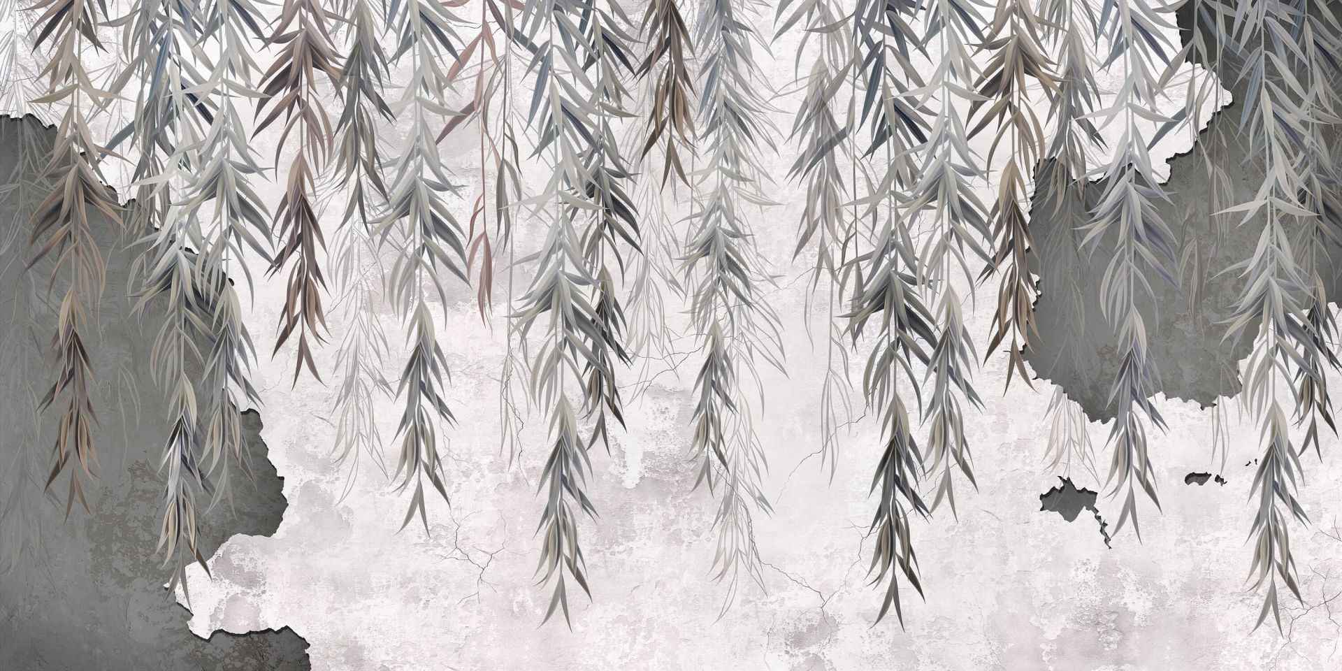 Zwisające gałęzie nad betonem