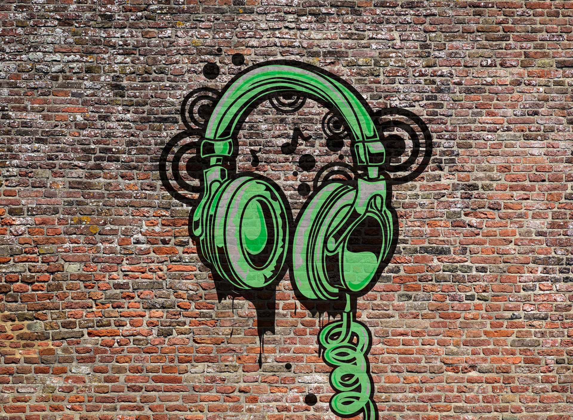 Graffiti na starej ceglanej ścianie