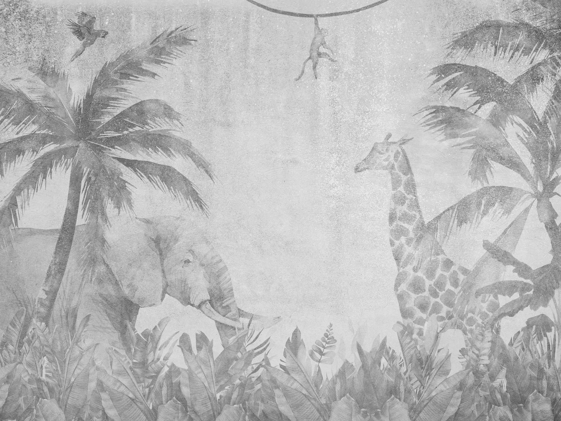 Wesołe zwierzęta z dżungli na betonie