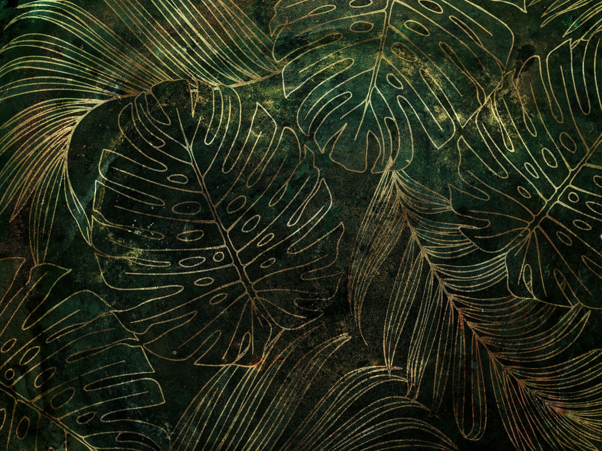 Zielona struktura ze złotymi liśćmi