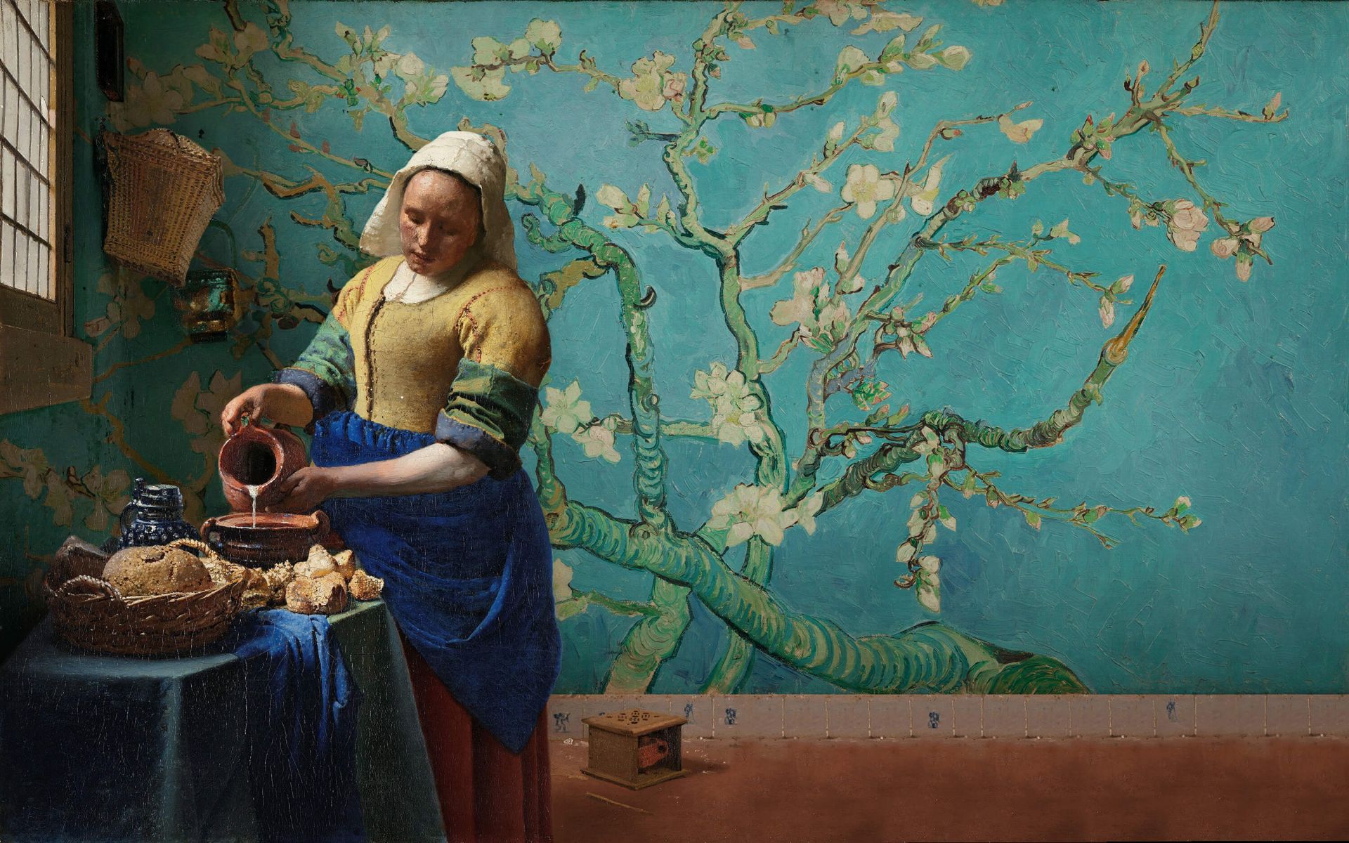 Mleczarka i kwiat migdałowca