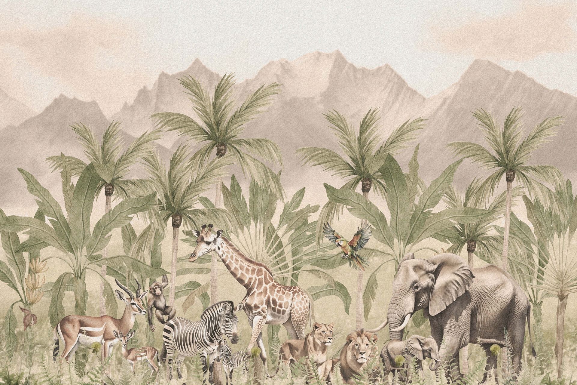 Krajobraz górski ze zwierzętami