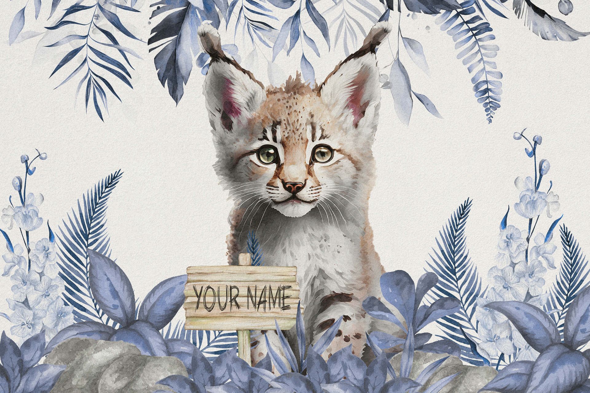 Mały ryś w dżungli niebieski