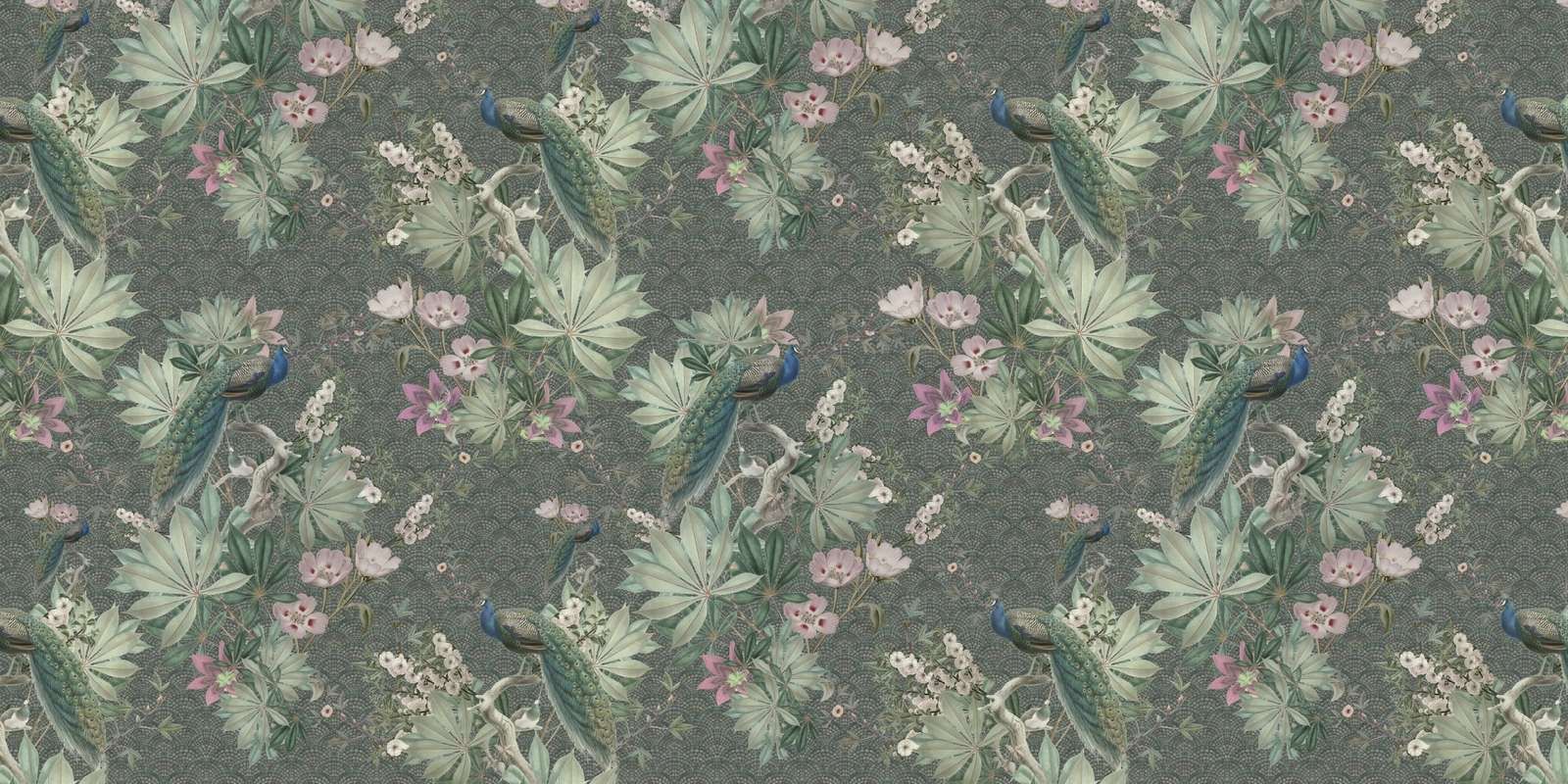 Pawie ogrodowe w stylu vintage - ciemnozielony