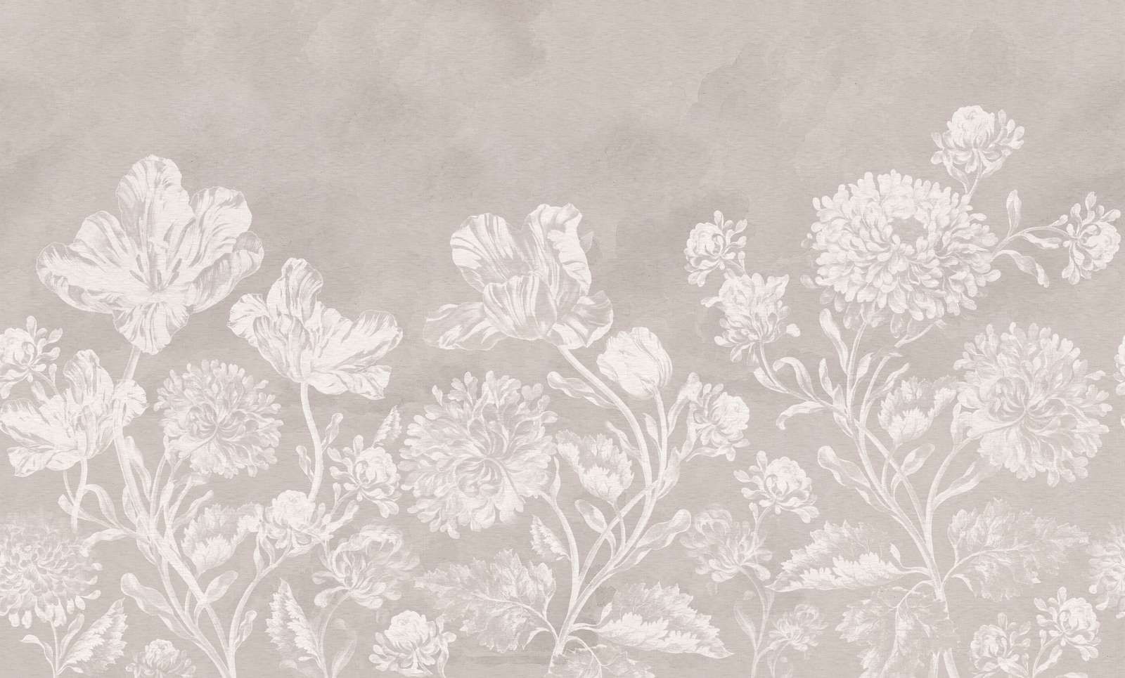 Barokowy pejzaż kwiatowy - szary