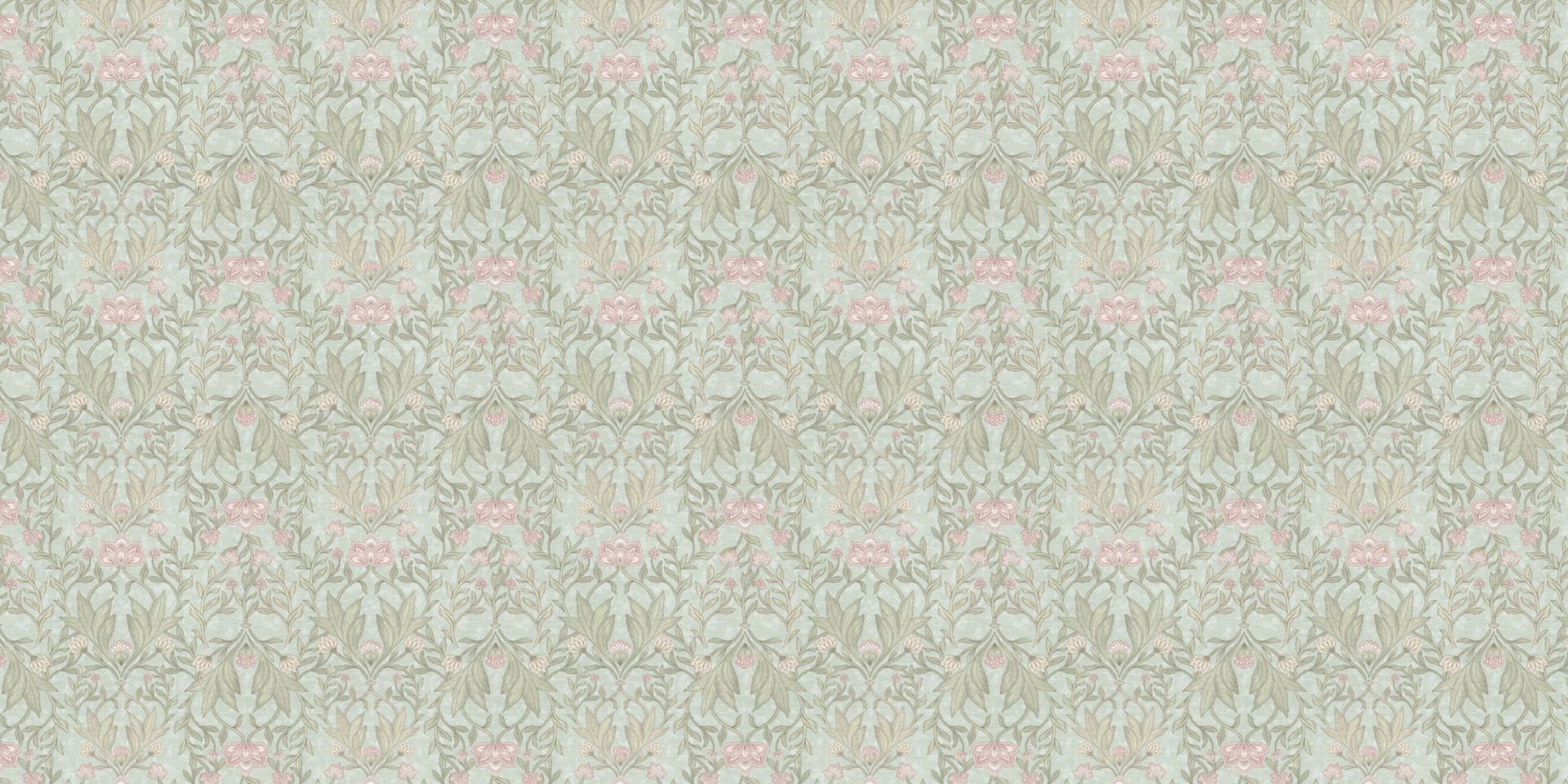 Kwiatowy adamaszek Morris - miętowa zieleń