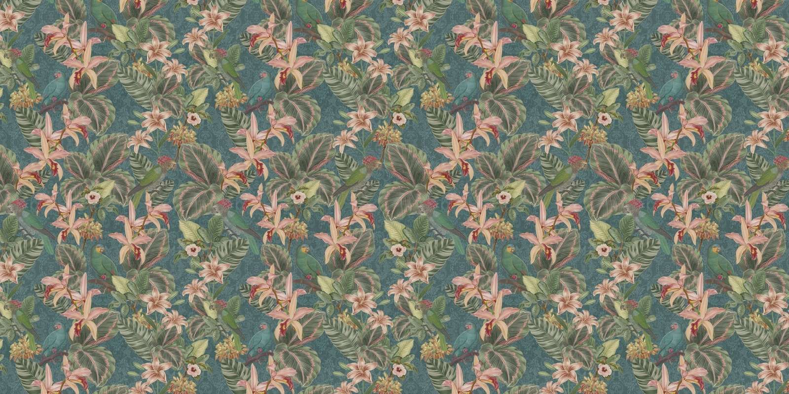 Ptaki i papugi z tropikalnej dżungli - turkusowy