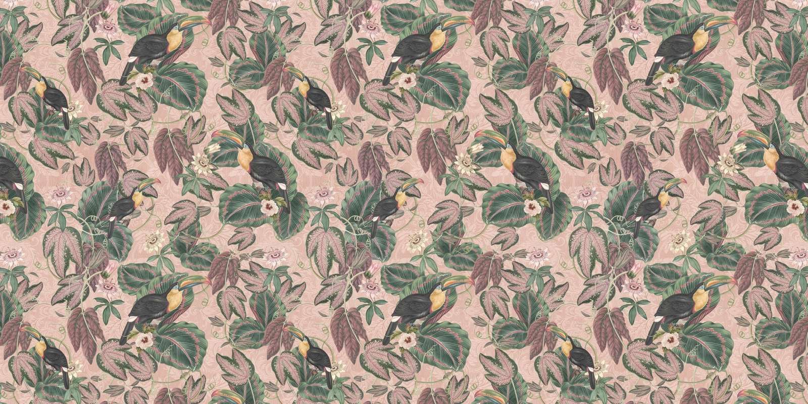 Ptaki i tukany z tropikalnej dżungli - różowy