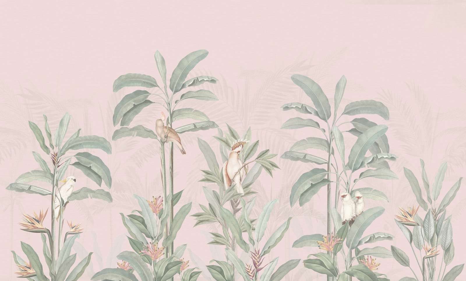 Vintage Jungle Landscape - różowy róż