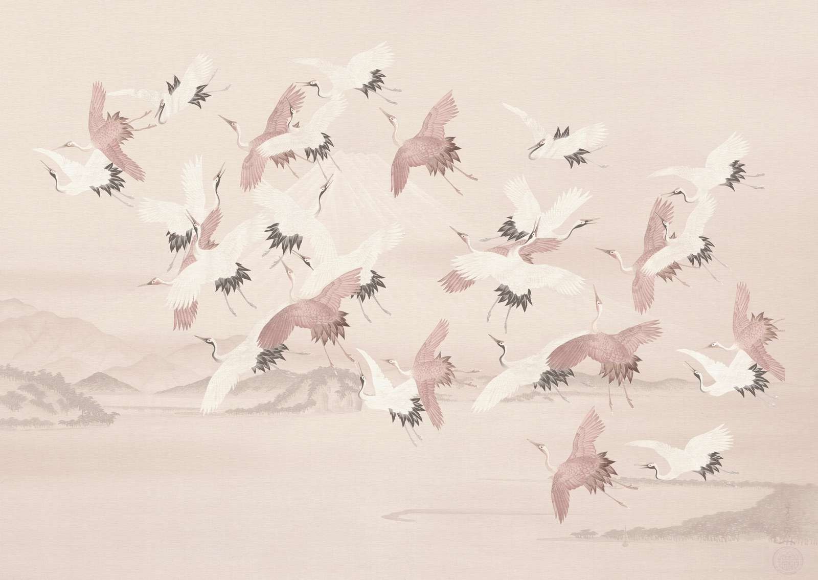 Pejzaż z żurawiem w stylu vintage