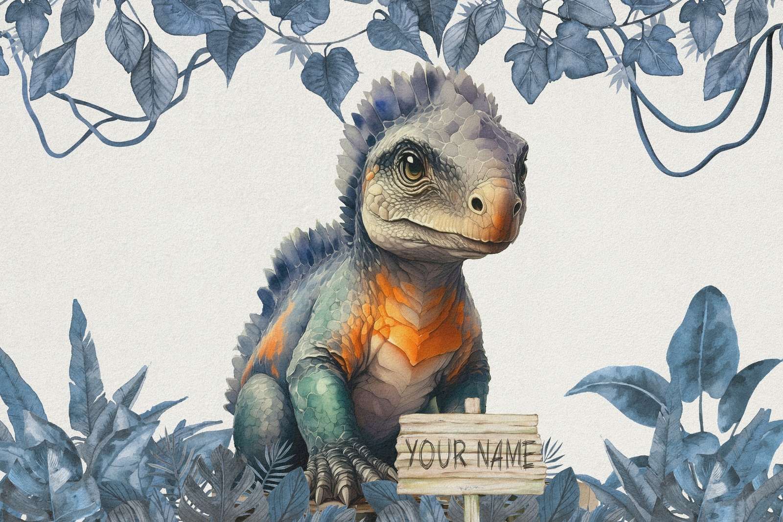 Młody ankylozaur w niebieskiej dżungli