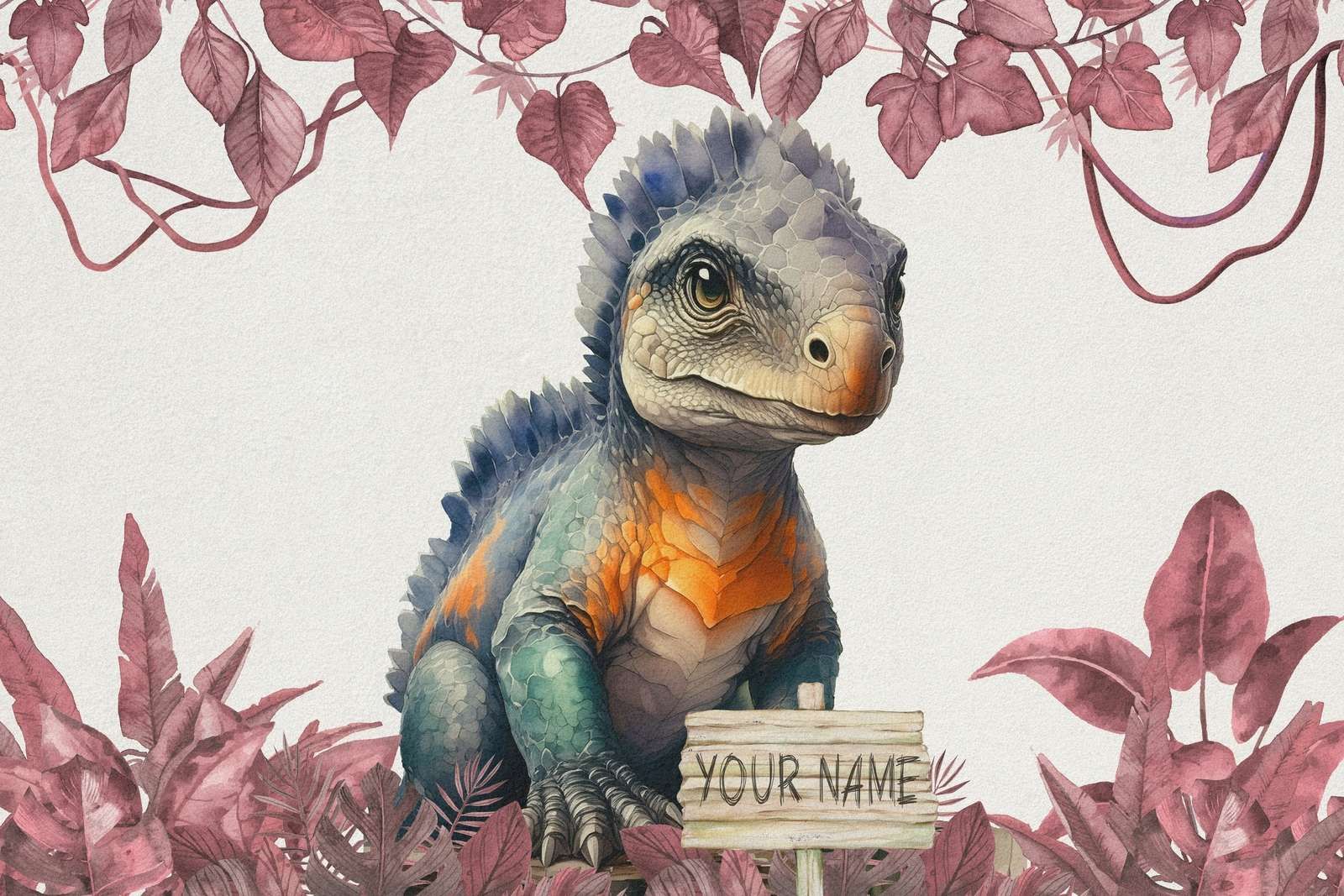 Młody ankylozaur w różowej dżungli