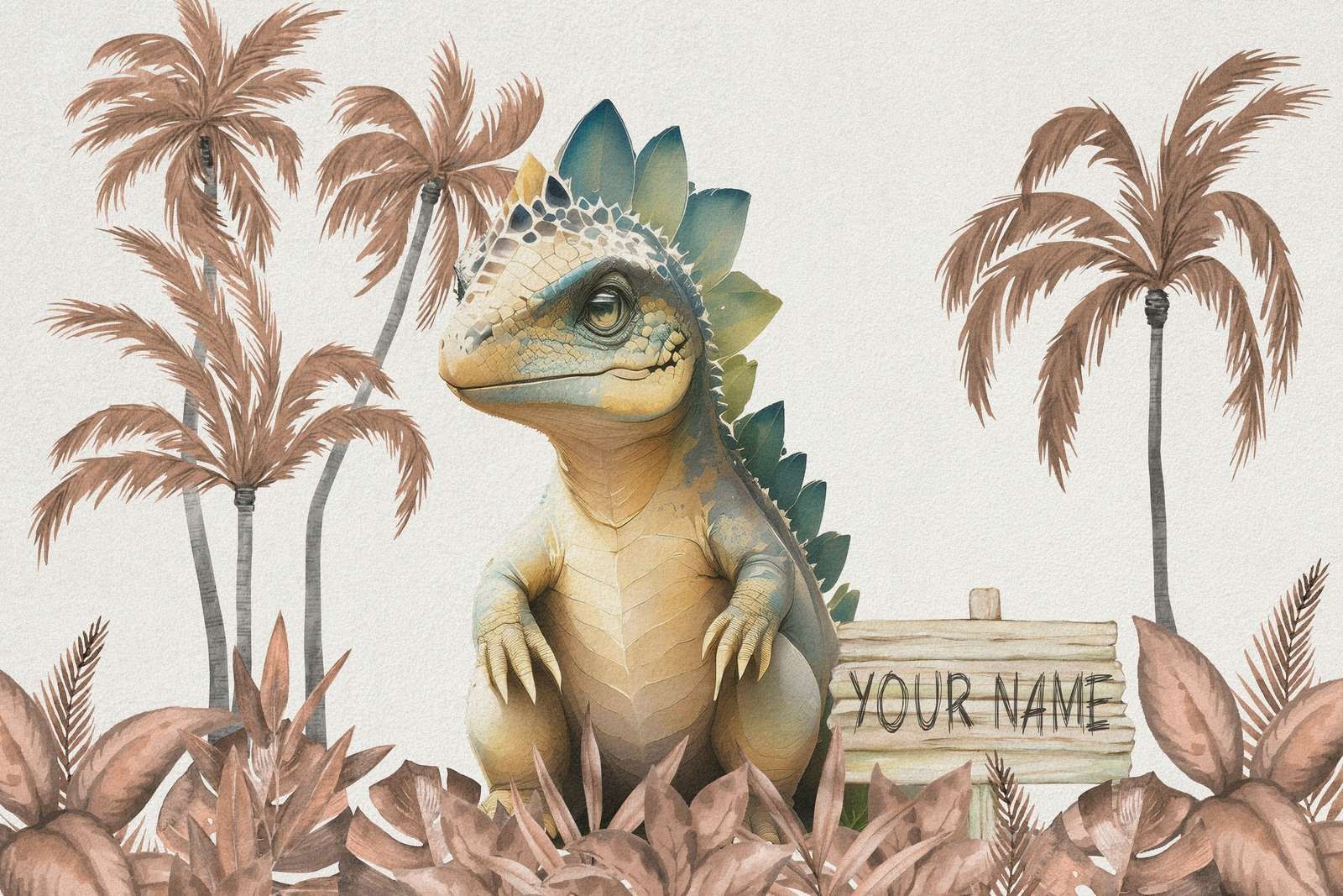 Młody stegozaur w taupe dżungli