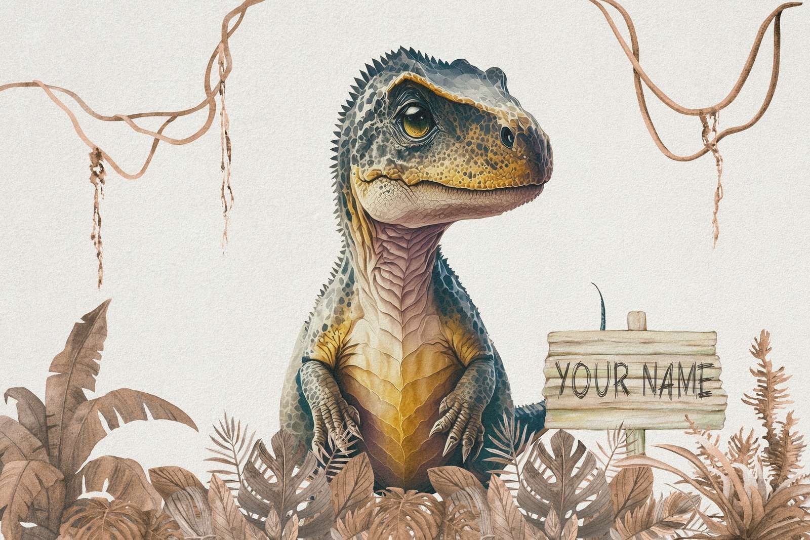 Młody t-rex w taupe dżungli