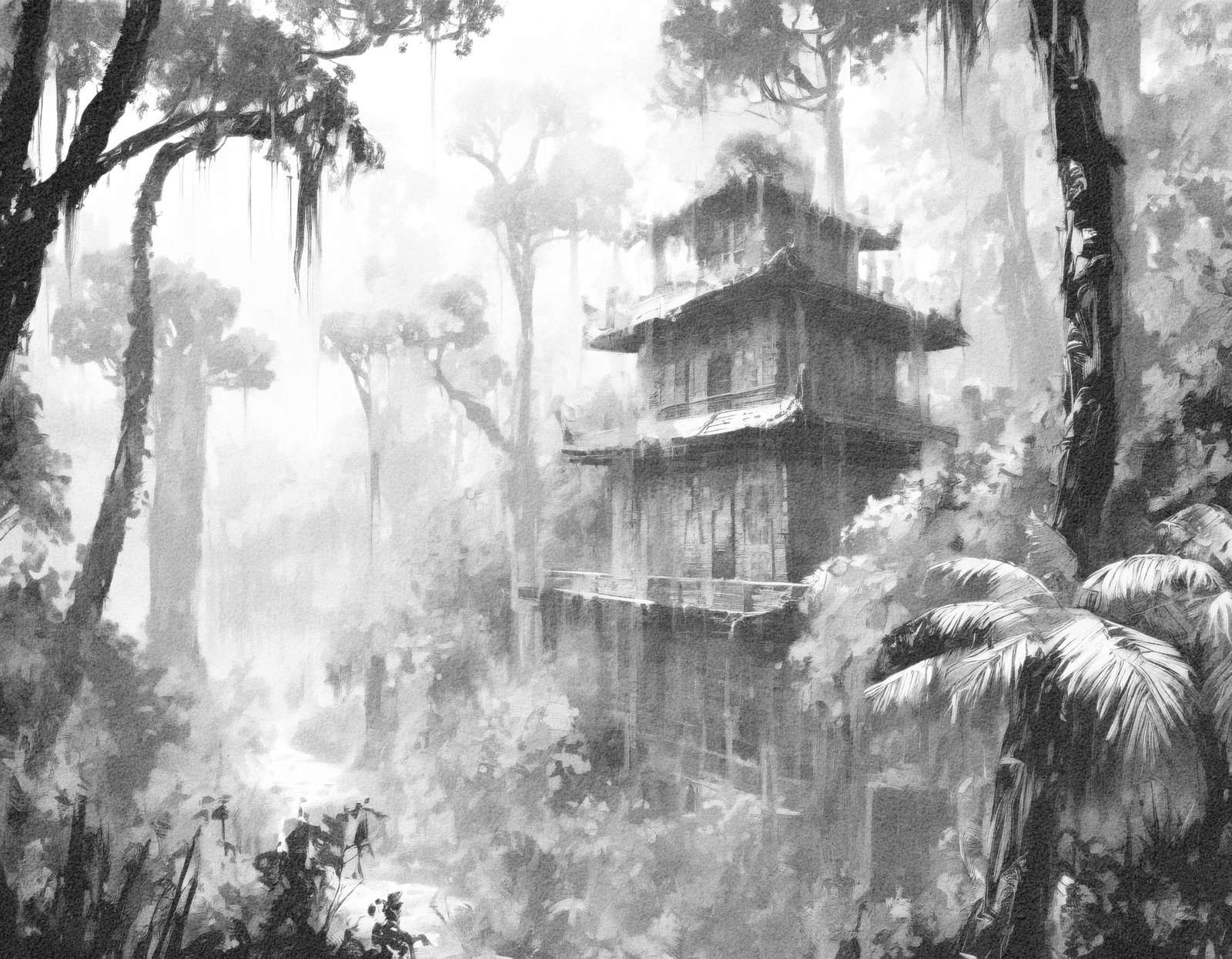 Ukryta Chatka w Mglistym Lesie