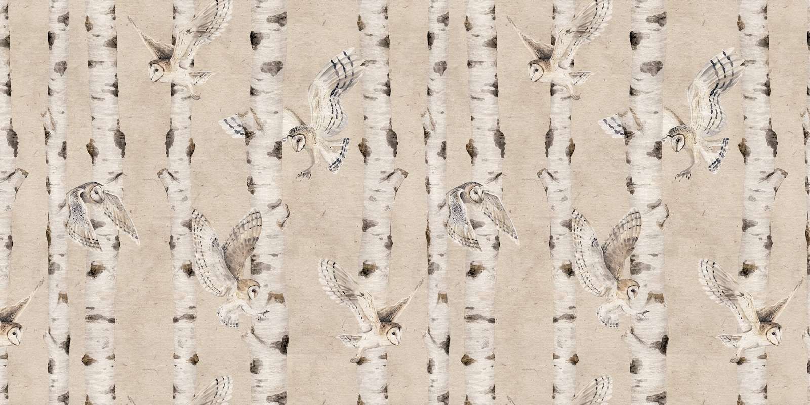 Birch and Owls - Beige - 120