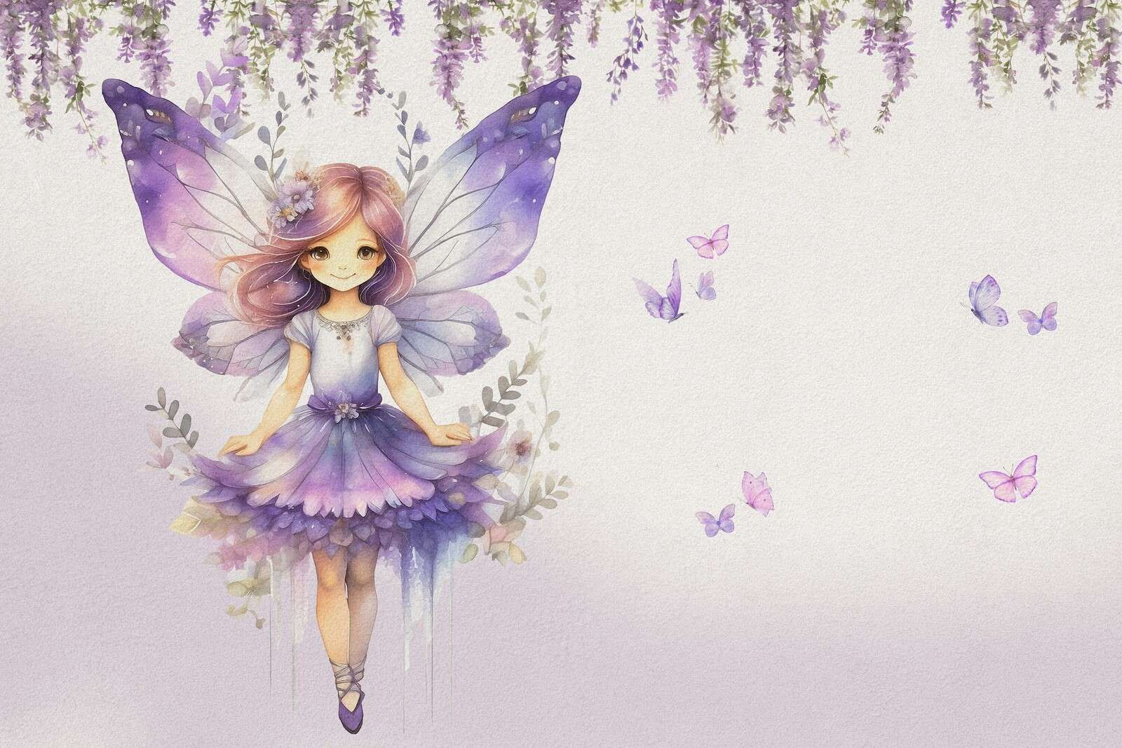 Fioletowy motyl elf w ogrodzie kwiatowym