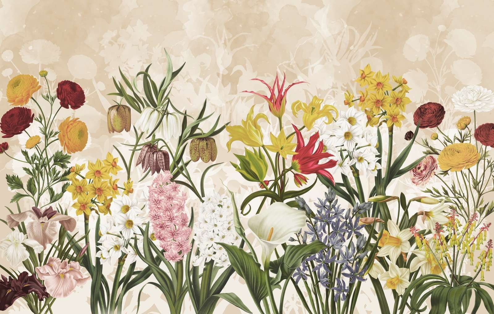 Kwiaty Wiosenne - Ciepły Miodowy Beż