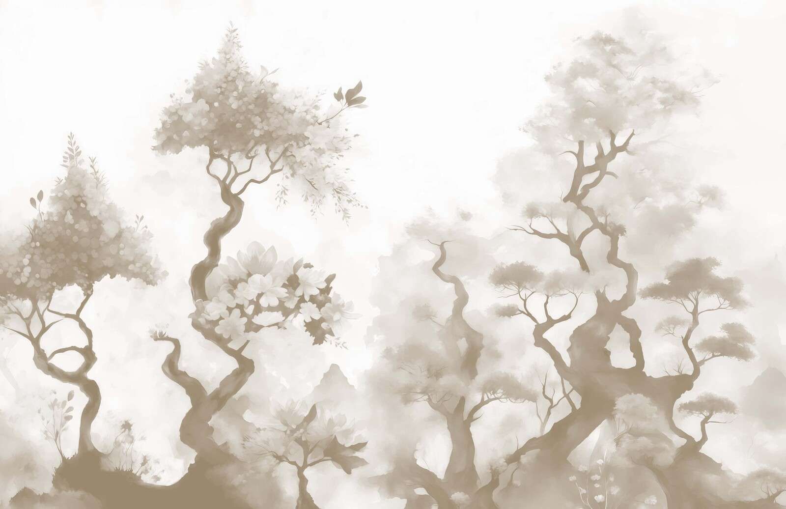 Kwitnące drzewa Szare