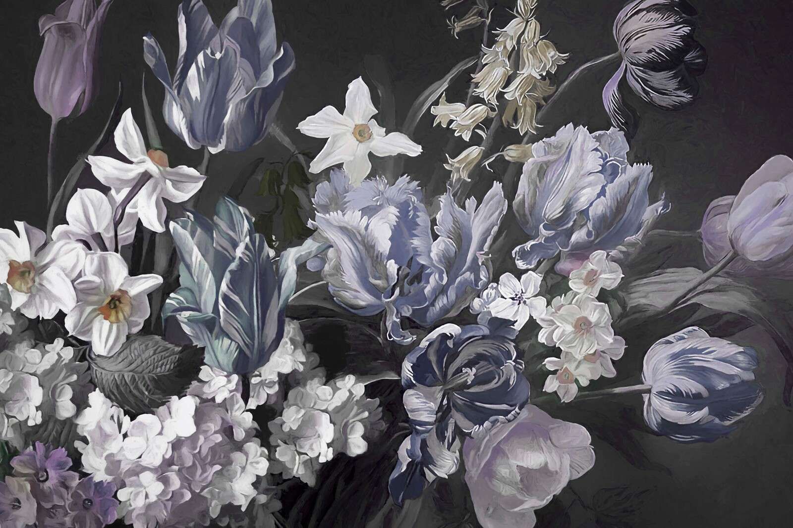 Bukiet z niebieskimi piwoniami