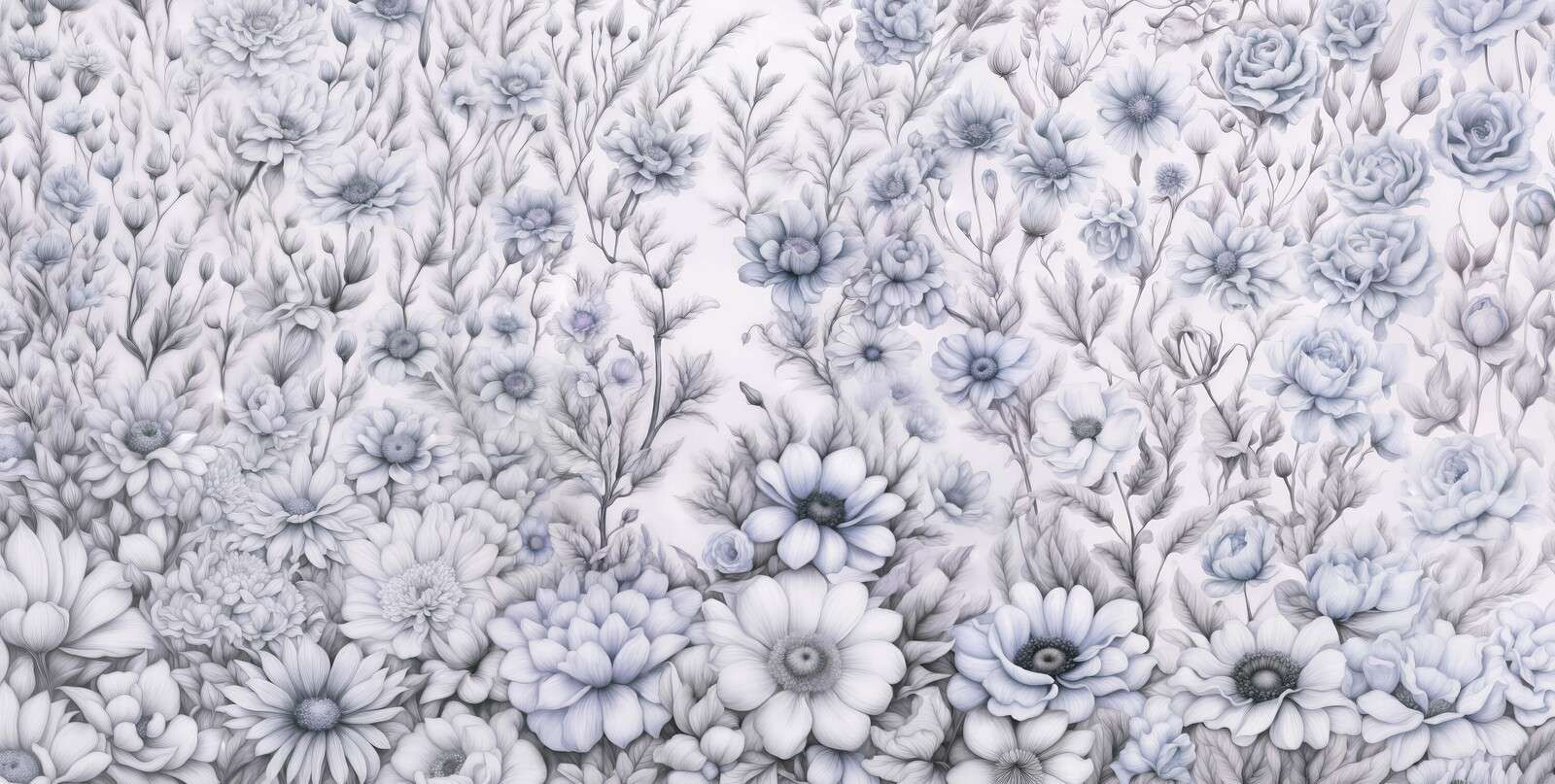 Kwiatowa romantyczna ściana - fioletowa