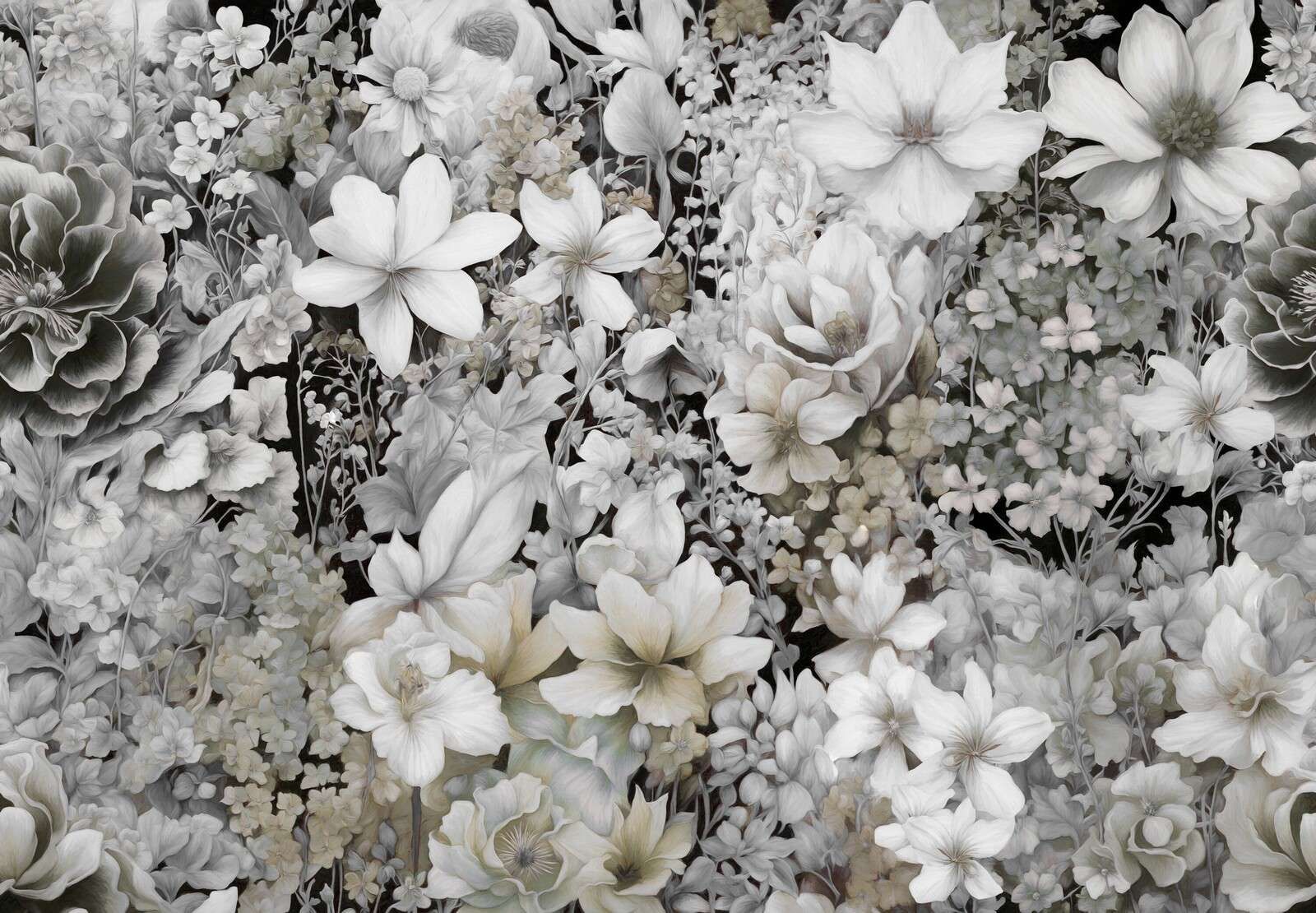 Festiwal kwiatów bezszwowy - szary