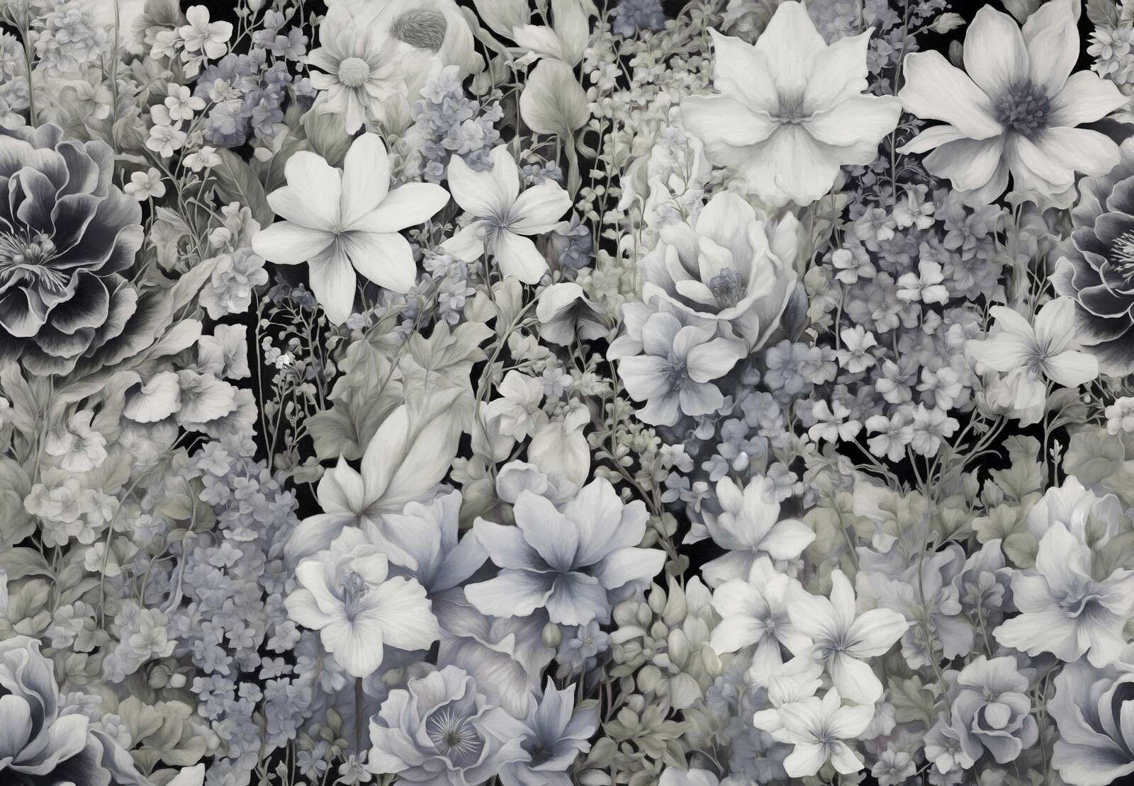 Kwiatowy festiwal bezszwowy - czarny