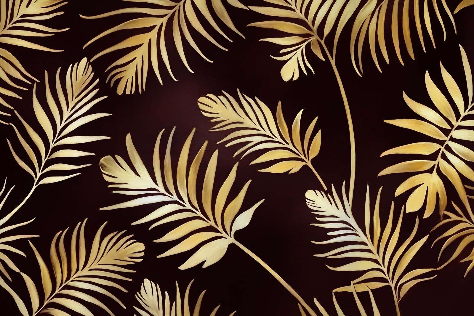 Złote liście na ciemnym brązie