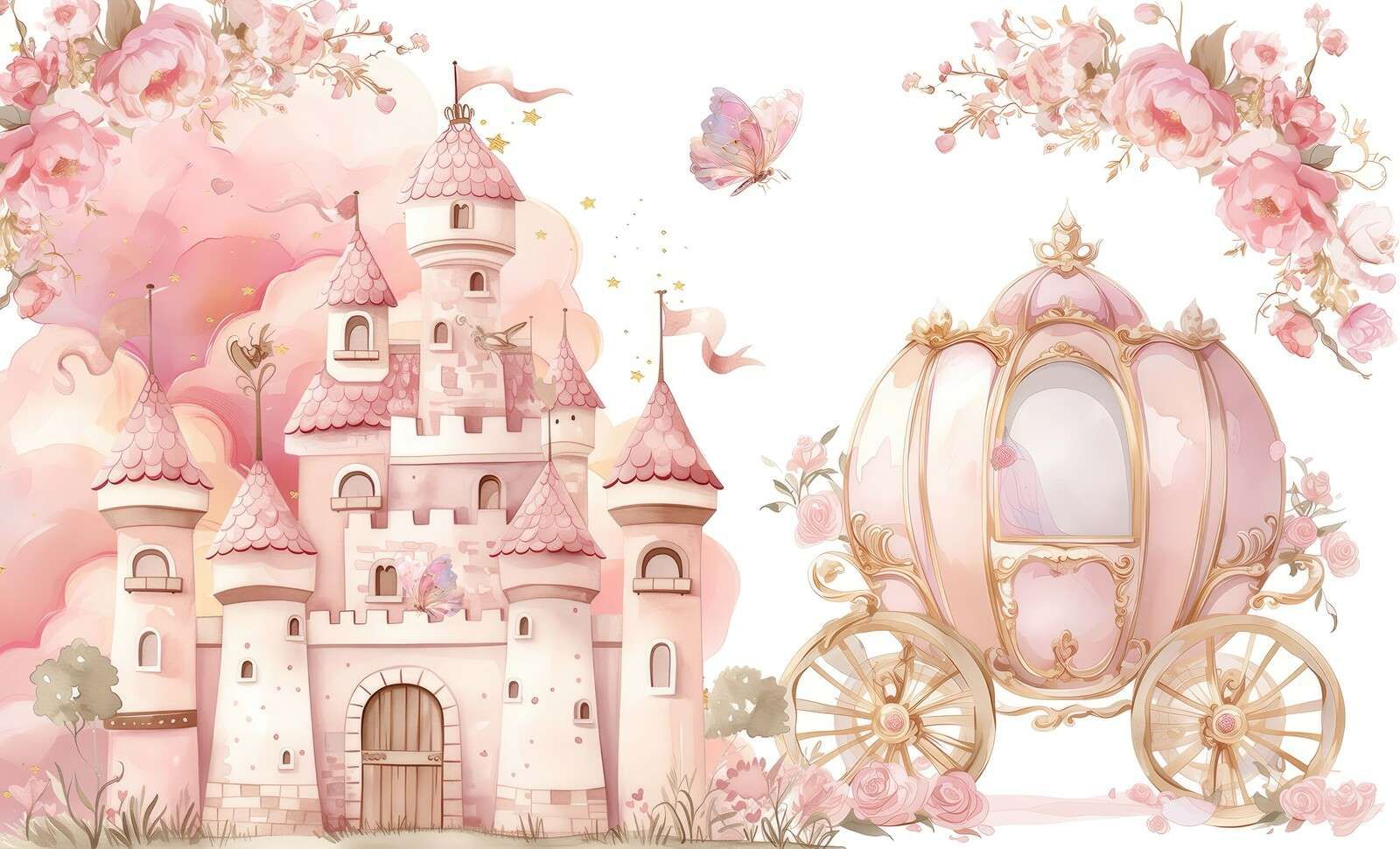 Zamek bajkowy i różana kareta