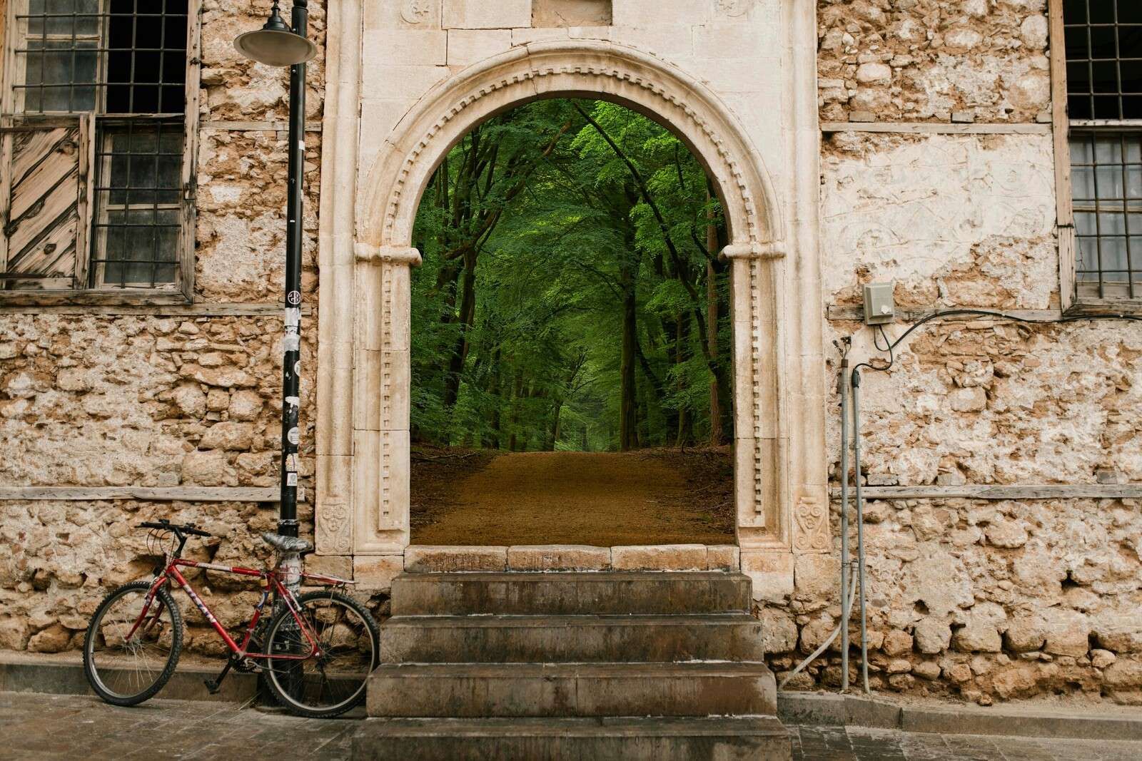 Brama do zielonej leśnej ścieżki