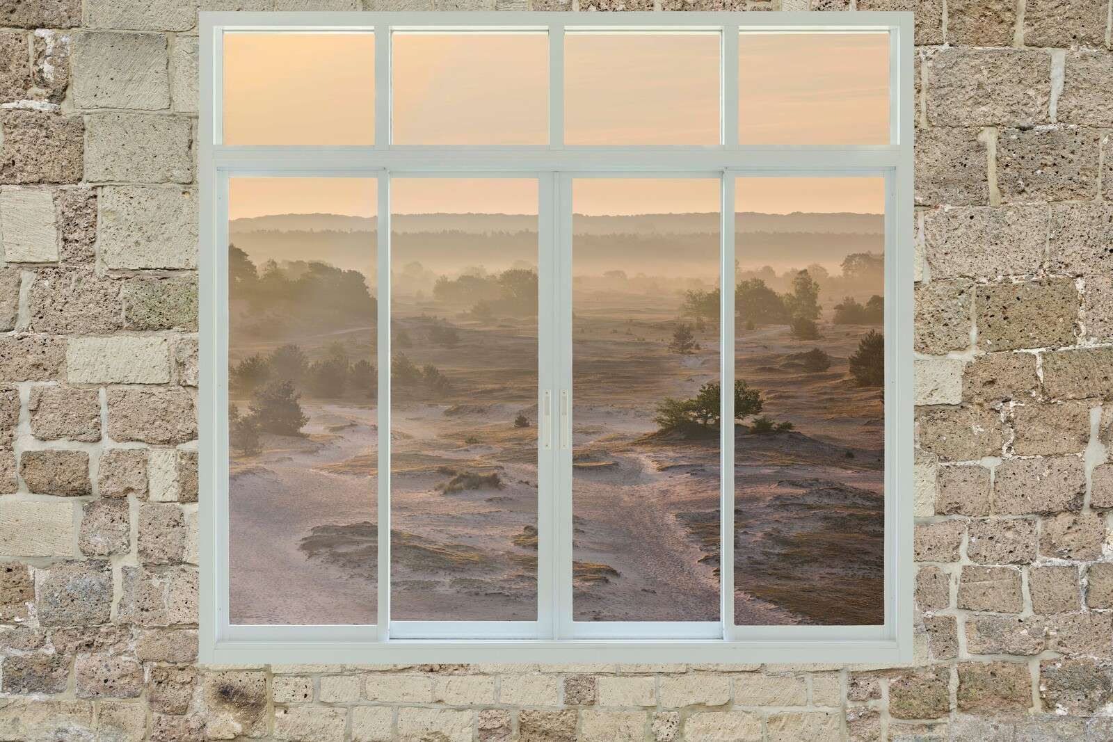 Zandverstuwing w porannej mgle