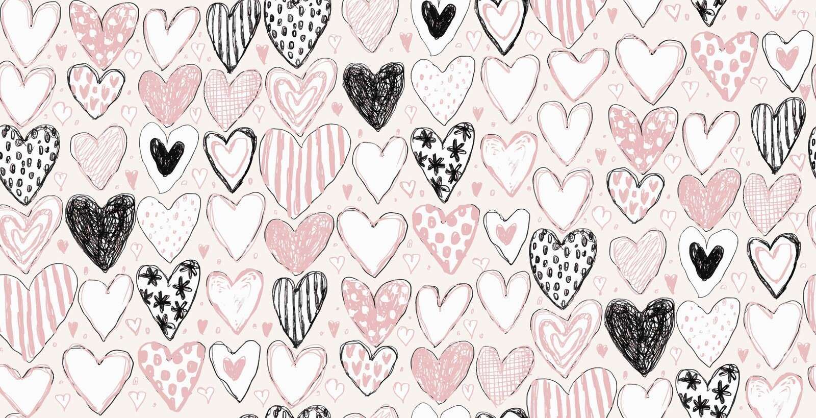 Mieszanka serduszek w pastelach i tuszu