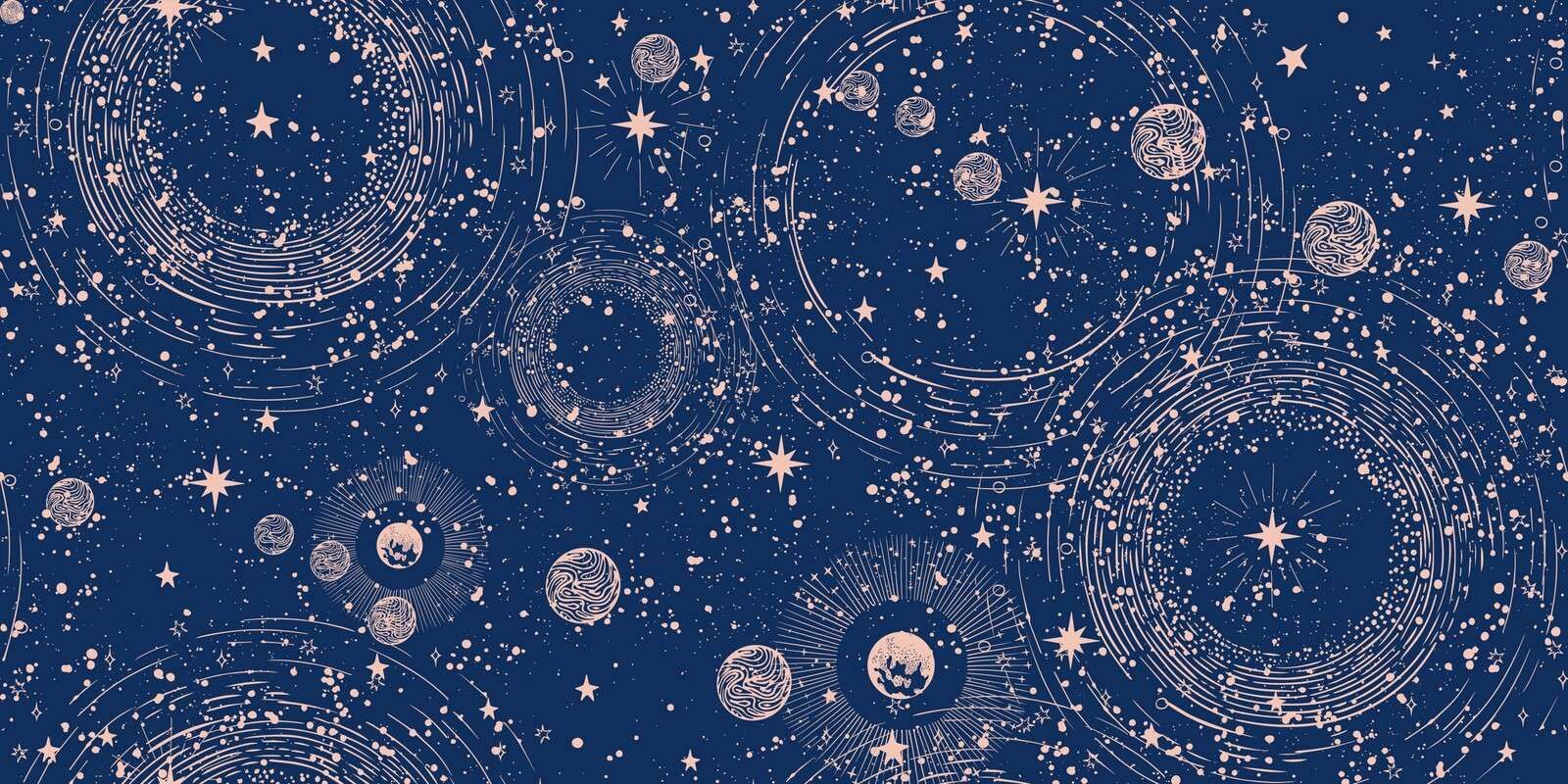 Deszcz planet w nocnym granacie