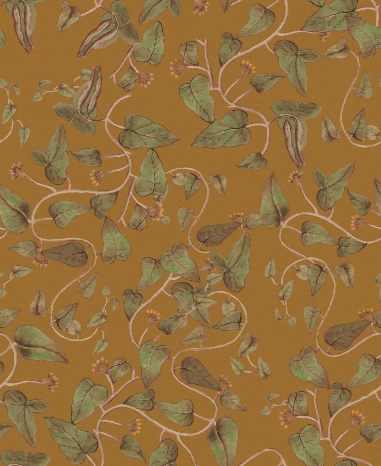 Pnące się pędy fasoli na ochrowożółtym.