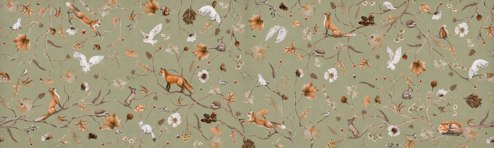 Zabawny las - zielony - panorama