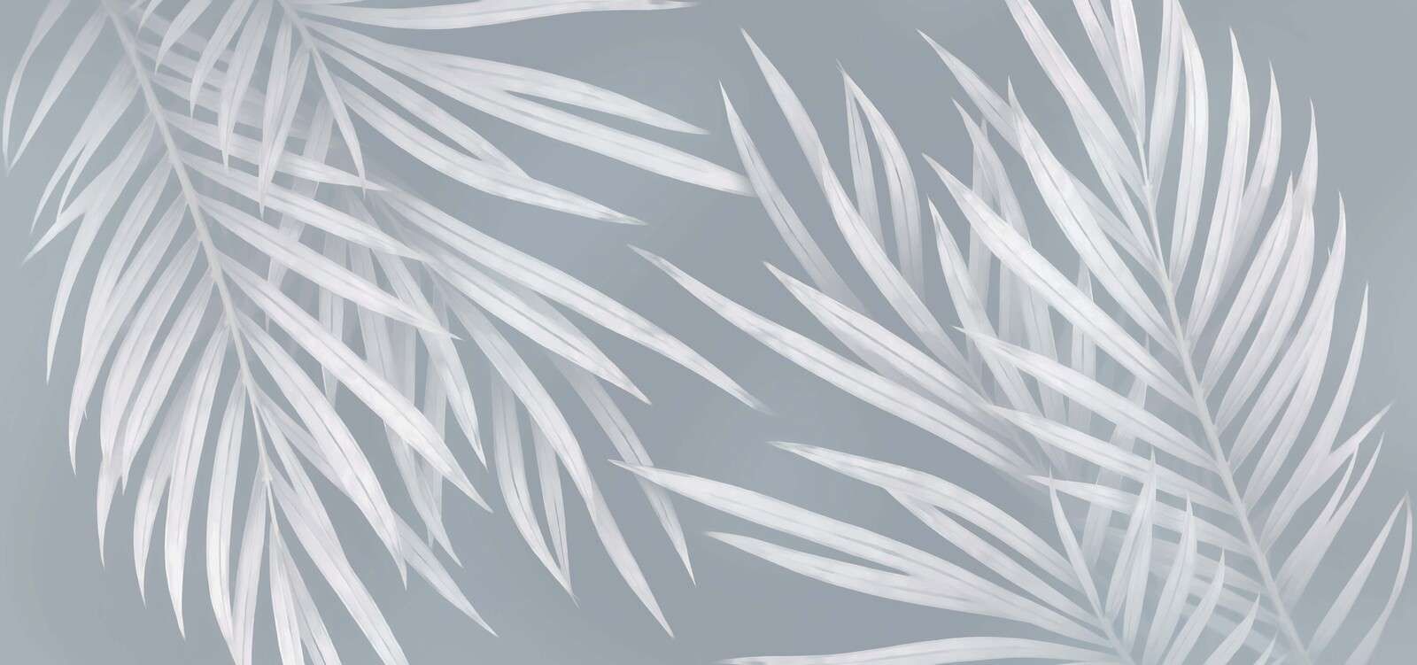 Lekkie liście palmowe w odcieniu niebiesko-szarym.