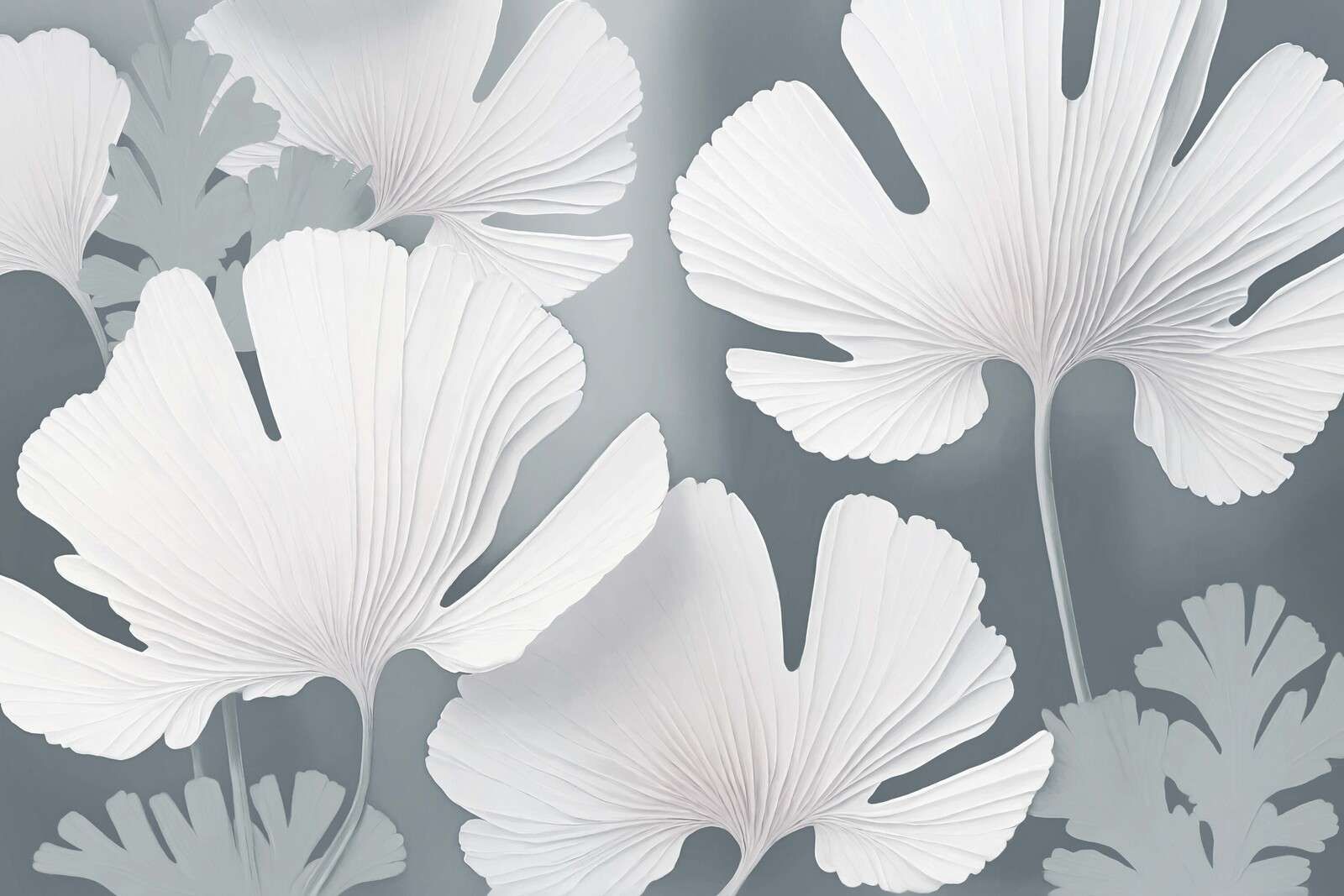 Białe liście miłorzębu we mgle