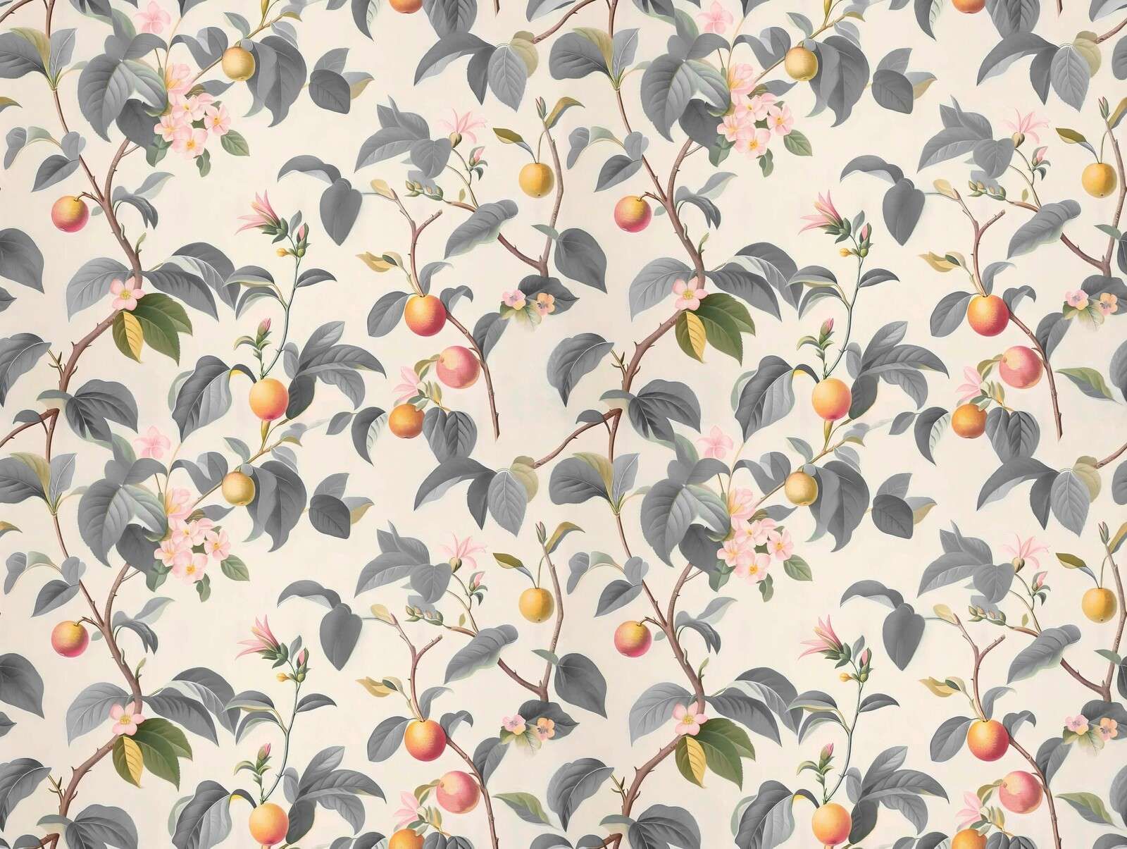 drzewo owocowe z szarymi liśćmi