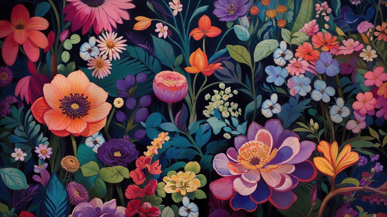 Kolorowy przepych kwiatów nocą