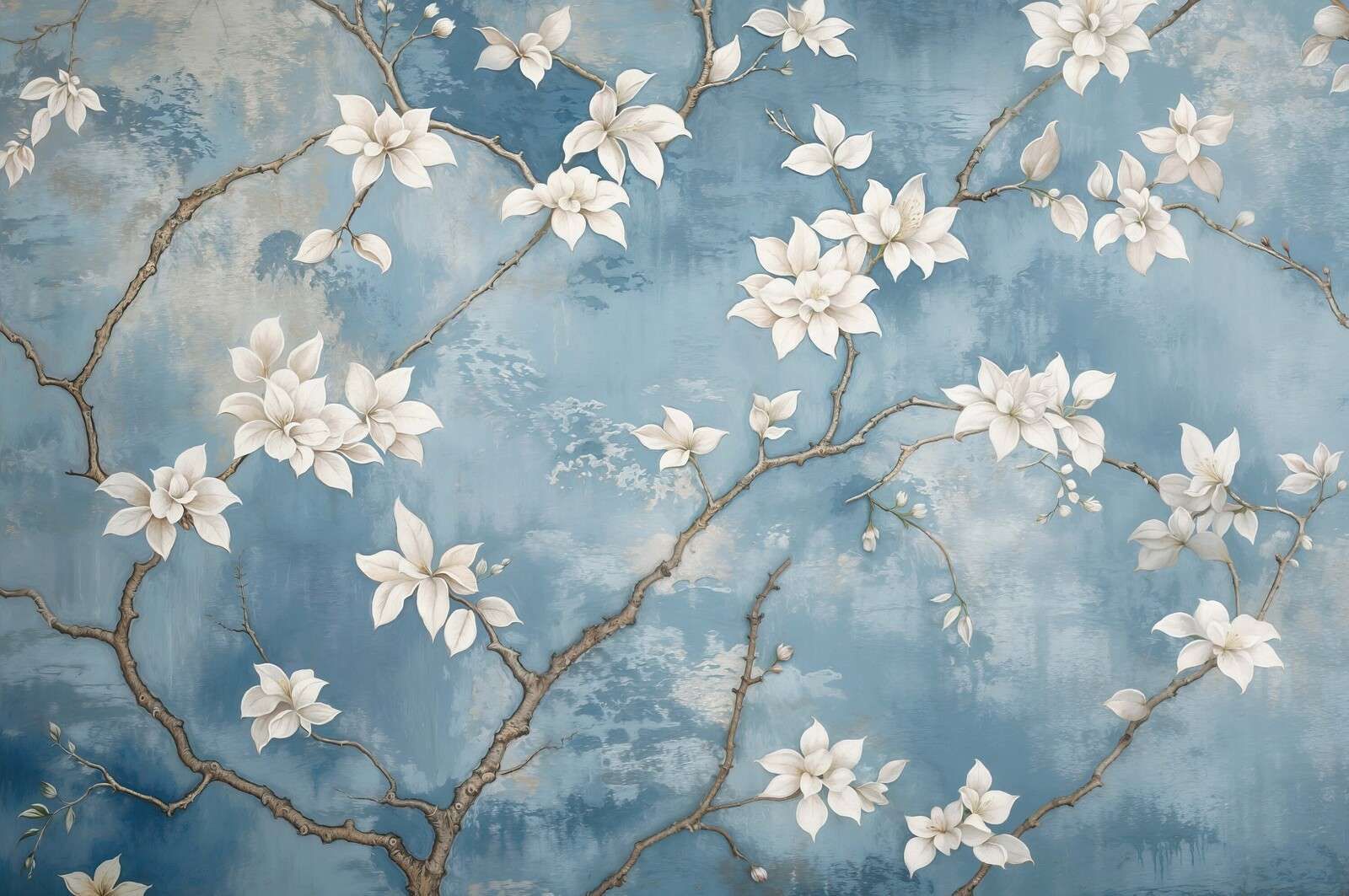 Biały kwiat magnolii na niebieskim