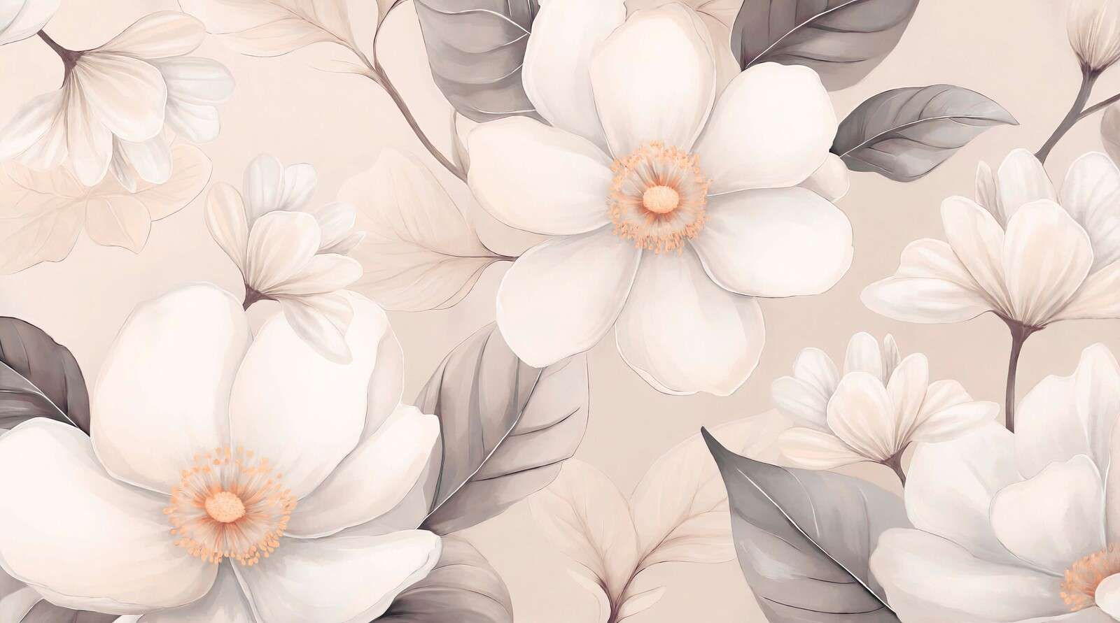 Delikatne kwiaty magnolii w kolorze kremowym
