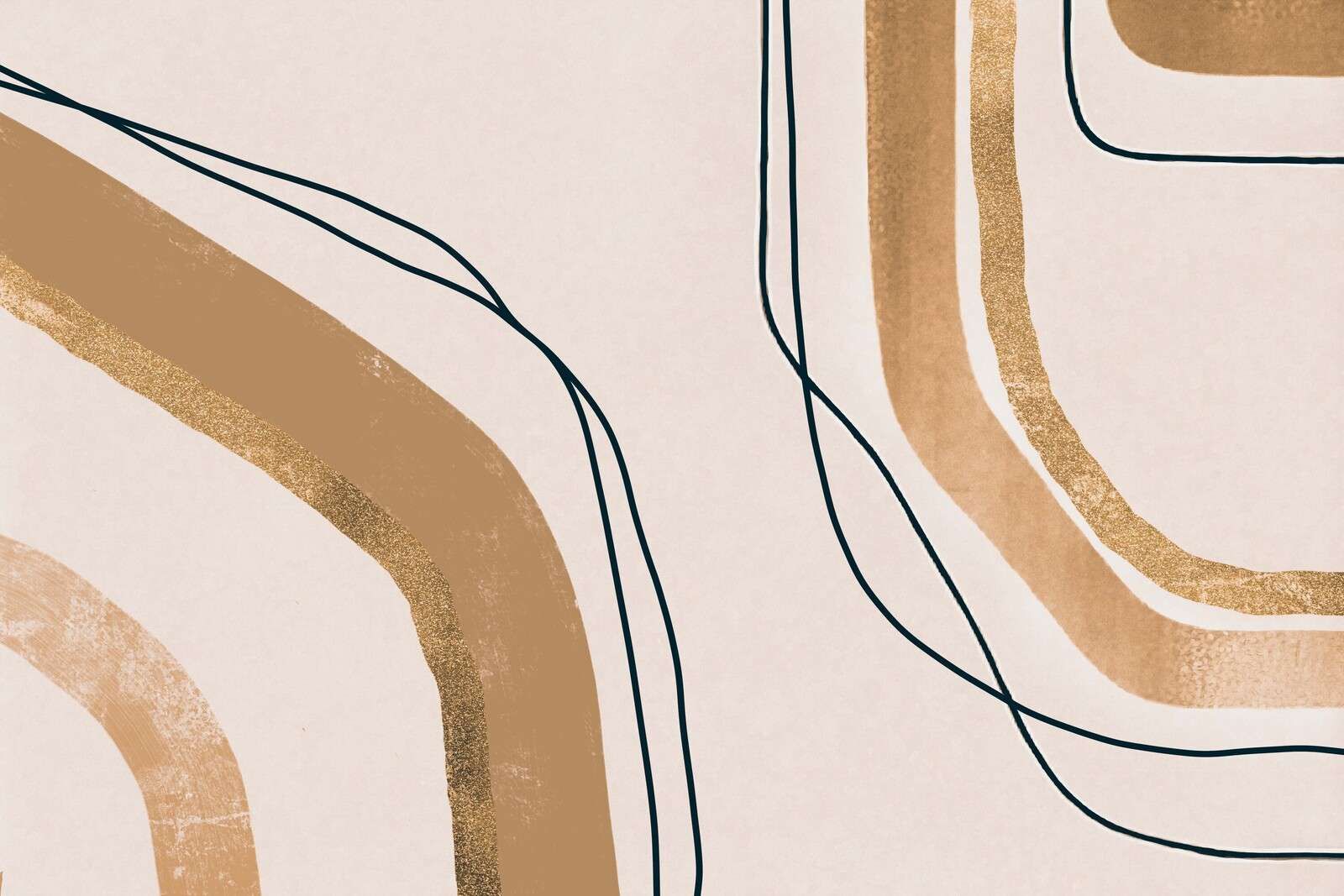 Uspokajające linie, nowoczesna sztuka mid-century, beż